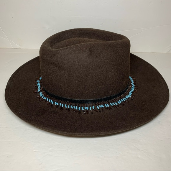 Liz Claiborne Chocolate Brown Wide Brim Hat Fedora Beaded Strap main image 11